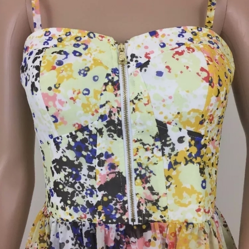Guess LA Dress Sz 6 Cocktail Party Tanya Corset Chiffon Fit n Flare Colorful - Picture 14 of 14